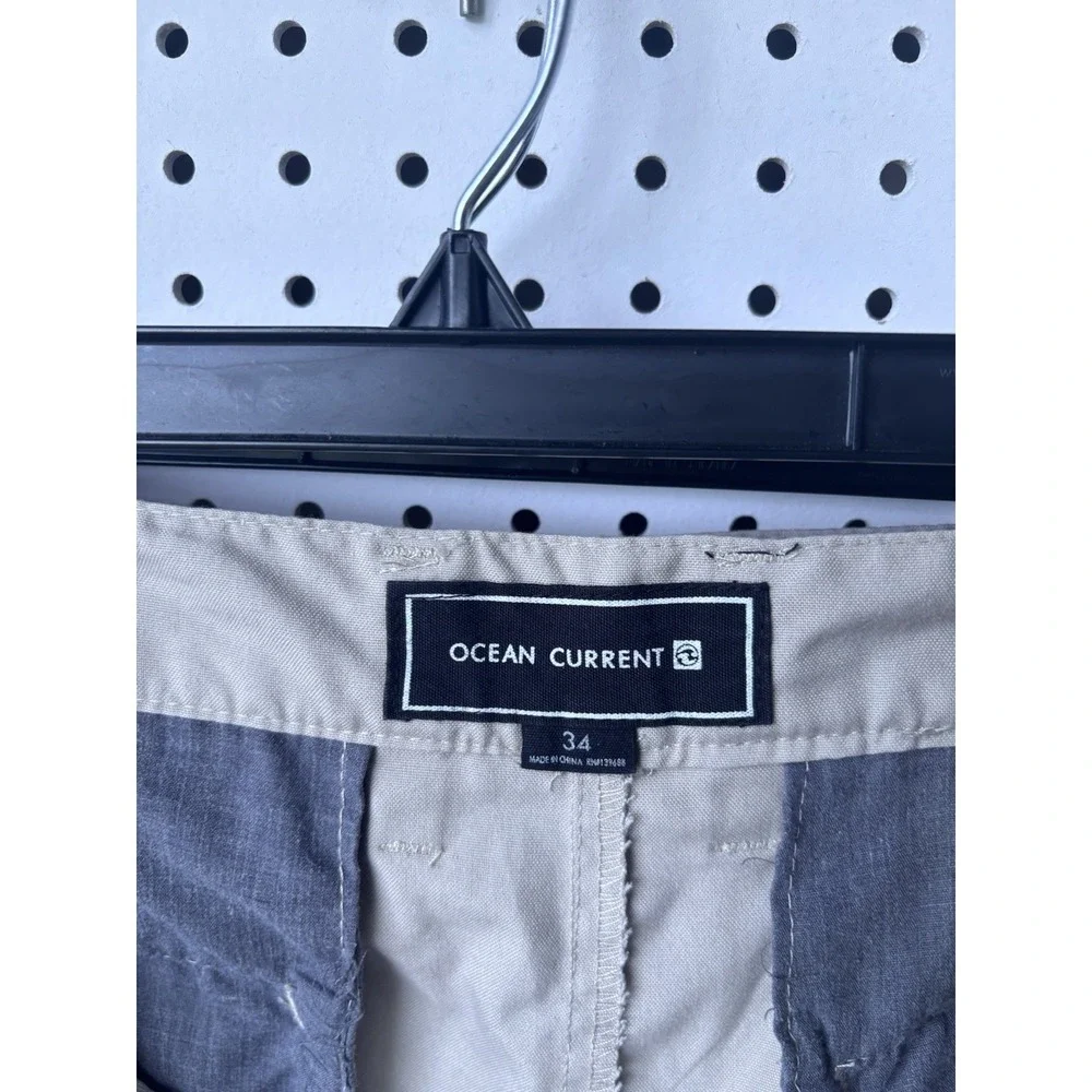 LOT/2 Ocean‎ Current Men's 34 Poly/Viscose Beige Chino Shorts Comfort Casual